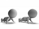 Push Ups Or Pressups Done By 3d Characters Stock Photo