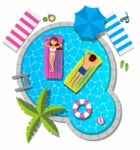 Couple Relaxing At Swimming Pool For Summer Concept Stock Photo