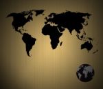 World Map  On Wood Board Background Stock Photo