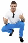 Man Showing Double Thumbs Up Stock Photo