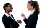 Pretty Businesswomen Discussing Stock Photo