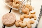 Cashew Nuts On A Glass Jar Stock Photo