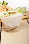 Arab Middle East Goat Yogurt And Cucumber Salad Stock Photo