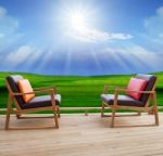 Couples Wood Chairs On Terrace Stock Photo