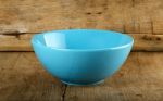 Empty Blue Bowl On The Wooden Background Stock Photo