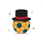 Soccer Ball Wear Hat Sport Flat Design Icon  Illustration Stock Photo