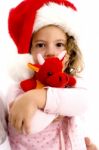 Girl Wearing Santa Hat Stock Photo