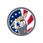 American Electrician Usa Flag Icon Stock Photo