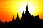 Silhouette Wat Mahathat Stock Photo