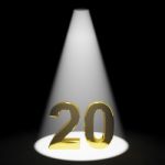 Golden Number 20 With Spotlit Stock Photo