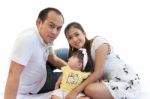 Family Are Relaxing On White Background Stock Photo