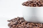 Coffee Beans And Cup Stock Photo