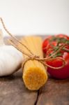 Italian Basic Pasta Ingredients Stock Photo