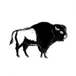 American Buffalo Side Woodcut Black And White Stock Photo