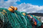 Fishing Nets On The Quay At Lyme Regis Stock Photo