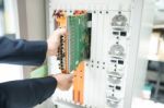 Fix Network Switch In Data Center Room Stock Photo