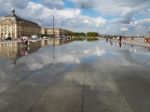 Miroir D'eau At Place De La Bourse In Bordeaux Stock Photo