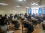 Blur Background University Students Writing Answer Doing Exam In Stock Photo