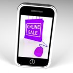 Online Sale Bag Displays Internet Sales And Discounts Stock Photo