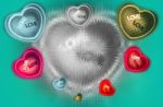 Heart-shaped Set Different Color On Abstract Background Stock Photo