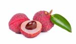 Lychee Or Litchi Isolated On The White Background Stock Photo