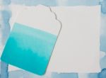 Blue Watercolor Frame And Label Paper Stock Photo