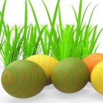 Easter Eggs Shows Green Grass And Grassland Stock Photo