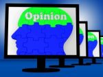 Opinion On Brain On Monitors Shows Human Judgment Stock Photo