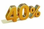 3d Gold 40 Forty Percent Discount Sign Stock Photo