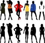 Silhouette Fashion Girls Stock Photo