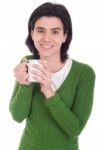 Woman Holding Mug Stock Photo