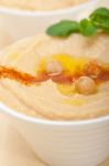 Hummus With Mint On Top Stock Photo