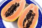 Papaya Fruit Sliced Stock Photo