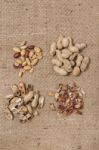 Peanuts On A Burlap Background Stock Photo