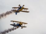 The Trig Aerobatic Team Flying Over Biggin Hill Airport Stock Photo