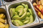 Various Fresh Fruit And Vegetable Salad Bar Healthy Items Stock Photo