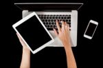 Brand New Laptop, Tablet And Smartphone Stock Photo