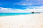 Set Of Wooden Watervillas On The Indian Ocean, Moofushi Atoll, Maldives Stock Photo