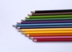 New Colorful Color Pencil On White Background Stock Photo