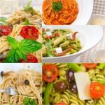 Collection Of Different Type Of Italian Pasta Collage Stock Photo