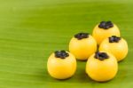 Thai Desert On Banana Leaf Stock Photo