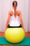 Exercises Control Basin Trunk With Bobath Ball Fitball Stabiliza Stock Photo