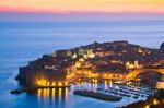 Dubrovnik In Night Croatia Stock Photo