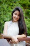 Portrait Of Thai Teen Beautiful Girl Happy And Relax Stock Photo