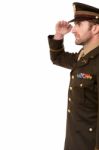 Side View Of Military Officer Salutation Stock Photo