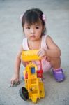 Girl Baby Playing Toy Stock Photo