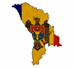 Moldova Map On Moldova Flag Drawing ,grunge And Retro Flag Serie Stock Photo