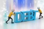 3d People Try To Avoid Debt Stock Photo