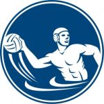 Water Polo Player Throw Ball Circle Icon Stock Photo