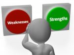 Weaknesses Strengths Buttons Show Analysis Or Performance Stock Photo